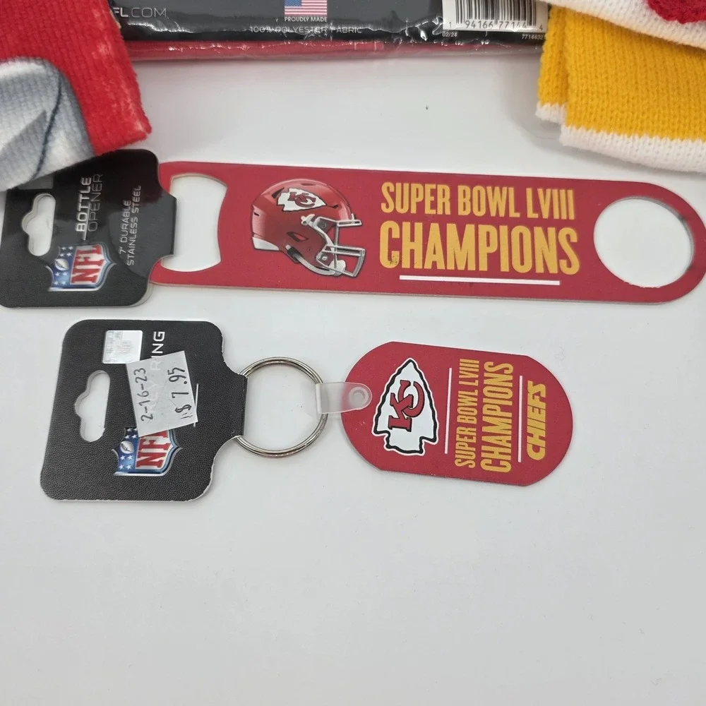 Kansas City Chiefs Bundle Flag Towel Scarf Key Ring Bottle Opener‎ Stickers